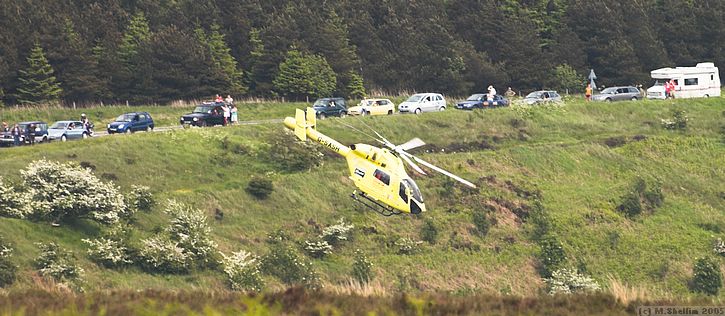 An accident at the Saltersgate hairpin brought in a rescue helicopter.