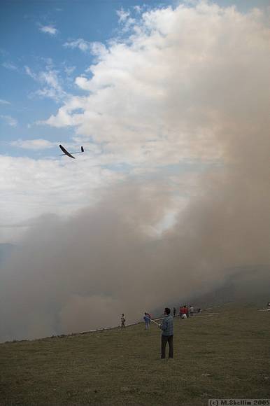 A controlled brush fire meant lots of smoke and some interruption.