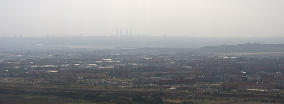 The view from El Viso towards Madrid. The airport is just below the office towers.