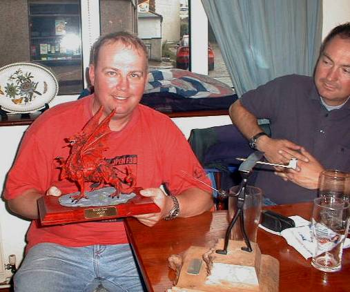 Espen with trophies, at the Mason's Arms.