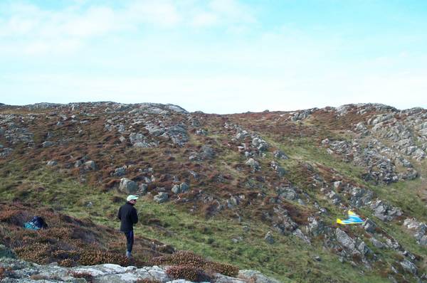 Wind was NE, which meant a long walk to find a suitable cliff.