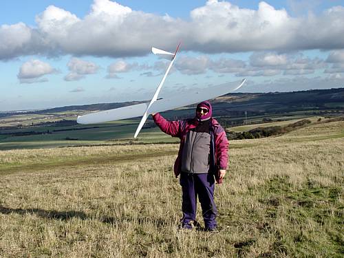 Dave Woods with Jaro Muller Elita during test flying session.