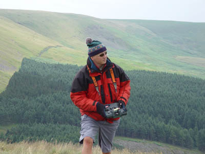 BMFA League 5 - S. Wales Kevin walks to the landing area after a flight with his new Brio