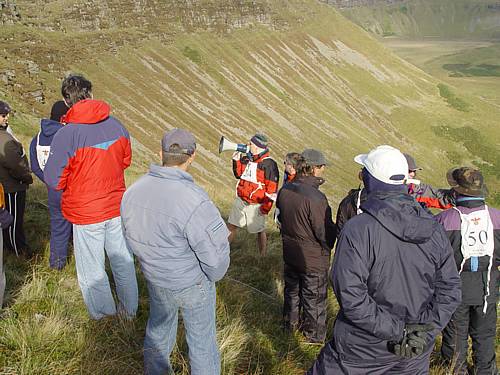 DAY TWO: Pilots briefing took place on steep slope on Wrecker.