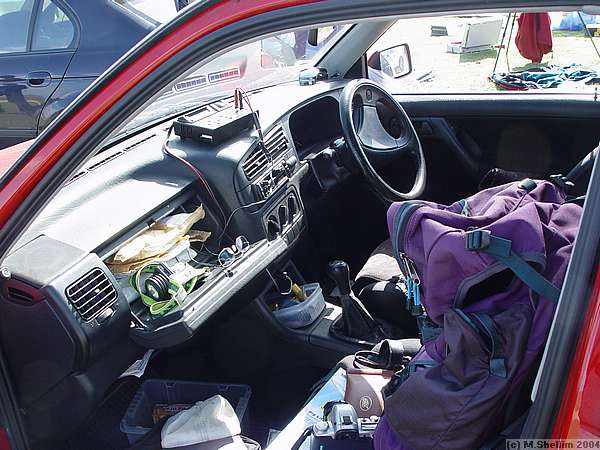 Car doubled as shelter and battery charging station