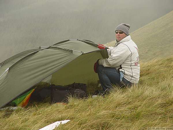 Espen takes shelter