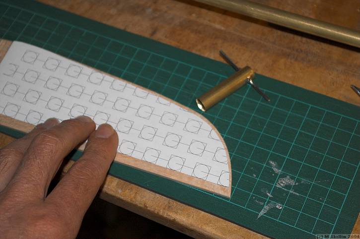 Template for holes was made using a drawing package.