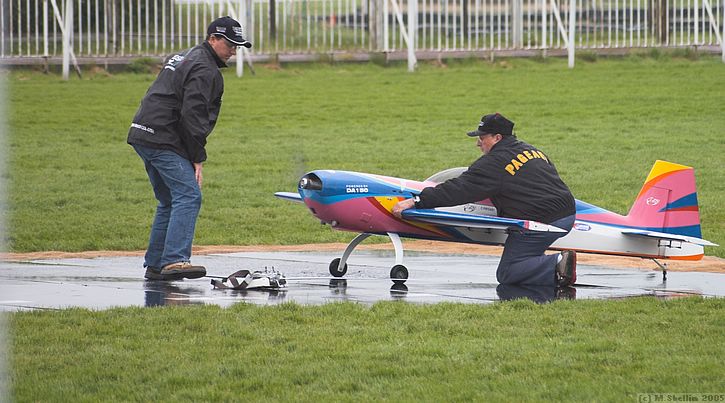 Christophe Paysan le Roux flew spectacular freestyle display in the rain.