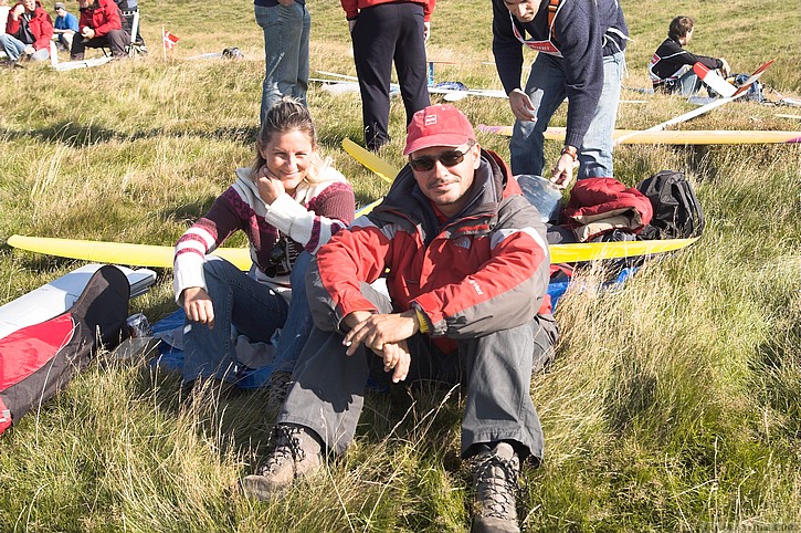 Berthe and Gerardo enjoying the sun. Fabulous weather, just not much wind...