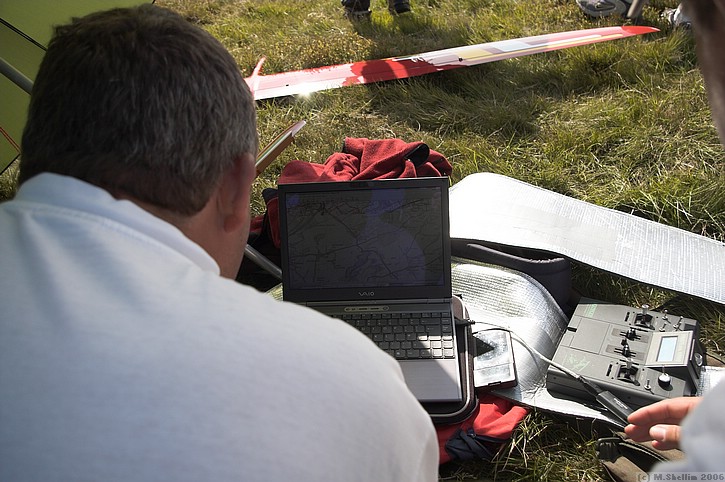 John McCurdy was able to receive Theyr forecasts from his laptop on the hill.