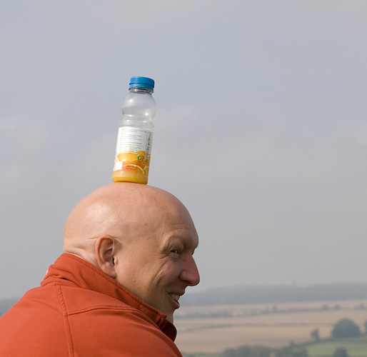 Mark is just about to dispose of Kevin's bottle...