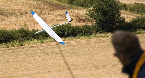 JP's Falcon in flight. Didn't do any grazing this time...