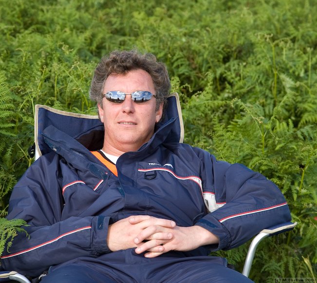 Mark Abbotts luxuriating in his fern bath.