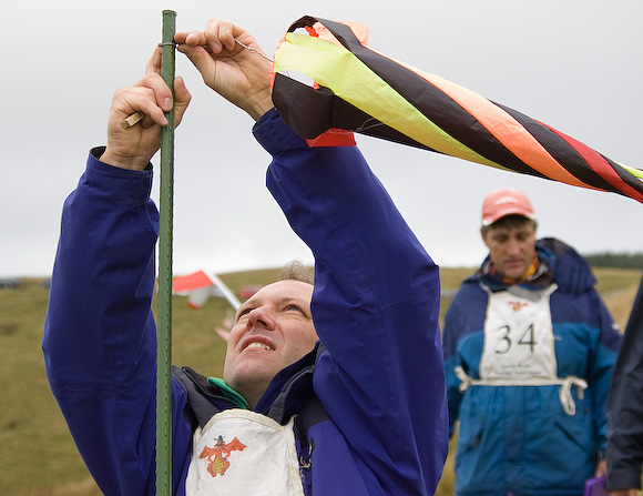 Mike Young secures the wind sock