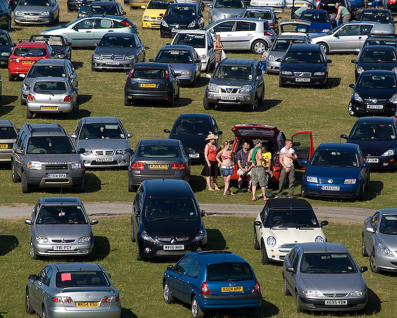 More onlookers at the car park