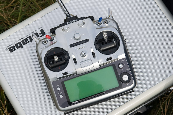 Greg Dakin's Futaba 12Z. Similar to the 12FG, main difference is the Z's twin processors and Lithium batteries.
