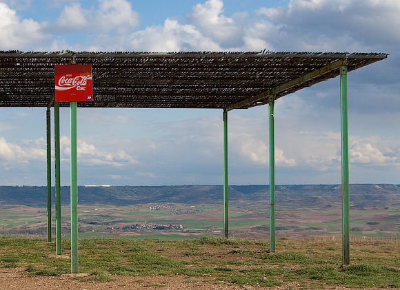 The shelter next to the cafe. Provides only limited relief from the rain!