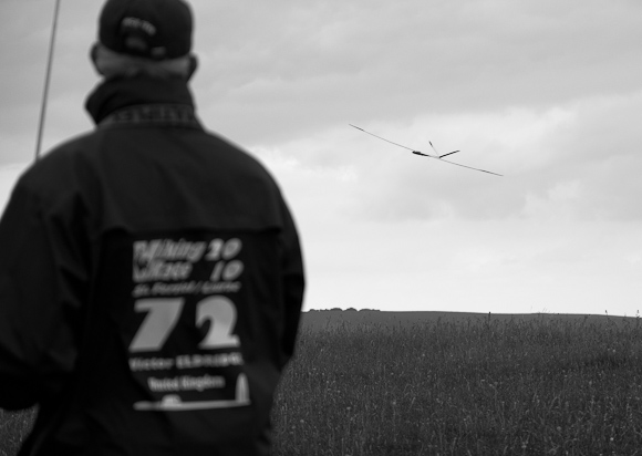 It's all BLACK AND WHITE - Vic taking a break from CD'ing to land his model.