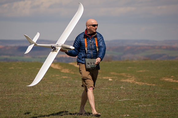 Down to business. Kevin with his Easy Glider.