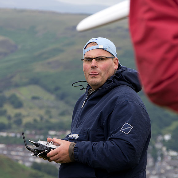 Final checks before launch. Adam Richardson at the controls.