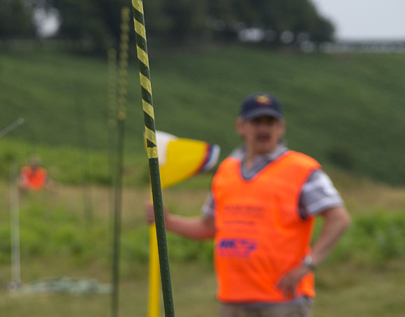 Ronnie Lampe nudges the safety line