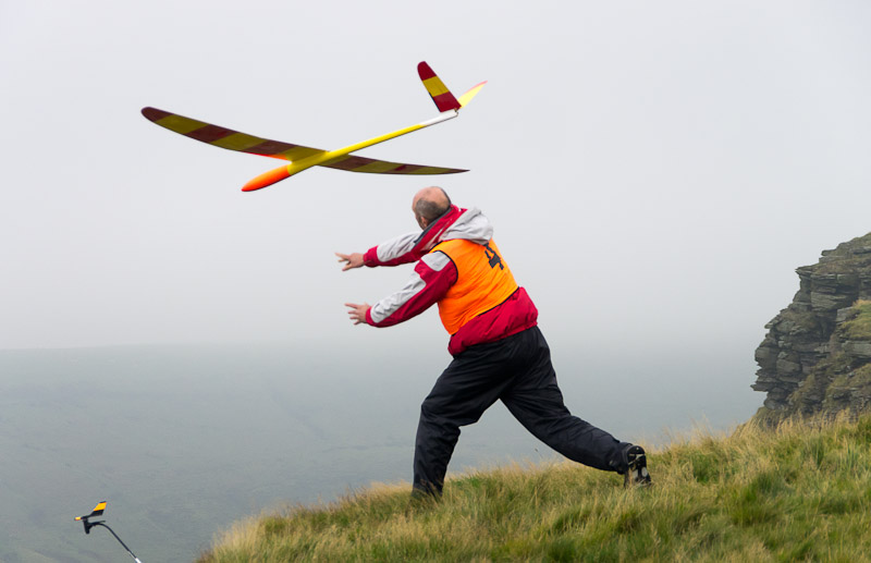 Dave Rumble launches into the mist