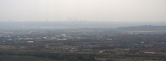 The view from El Viso towards Madrid. The airport is just below the office towers.