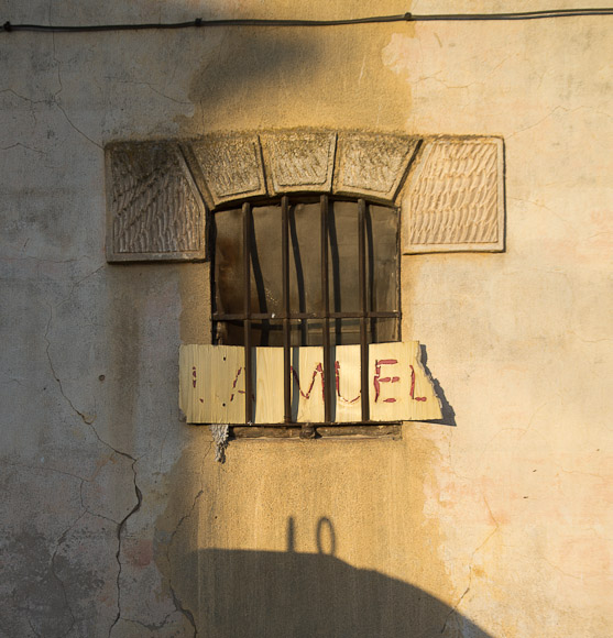 Window in disused flour mill in nearby Humanes