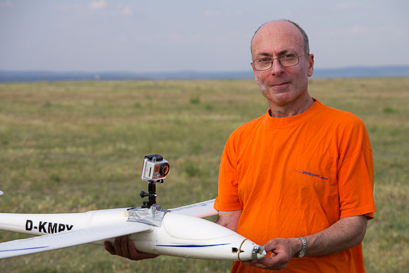 Author with Easy Glider and GoPro. Excellent combo for following combat!